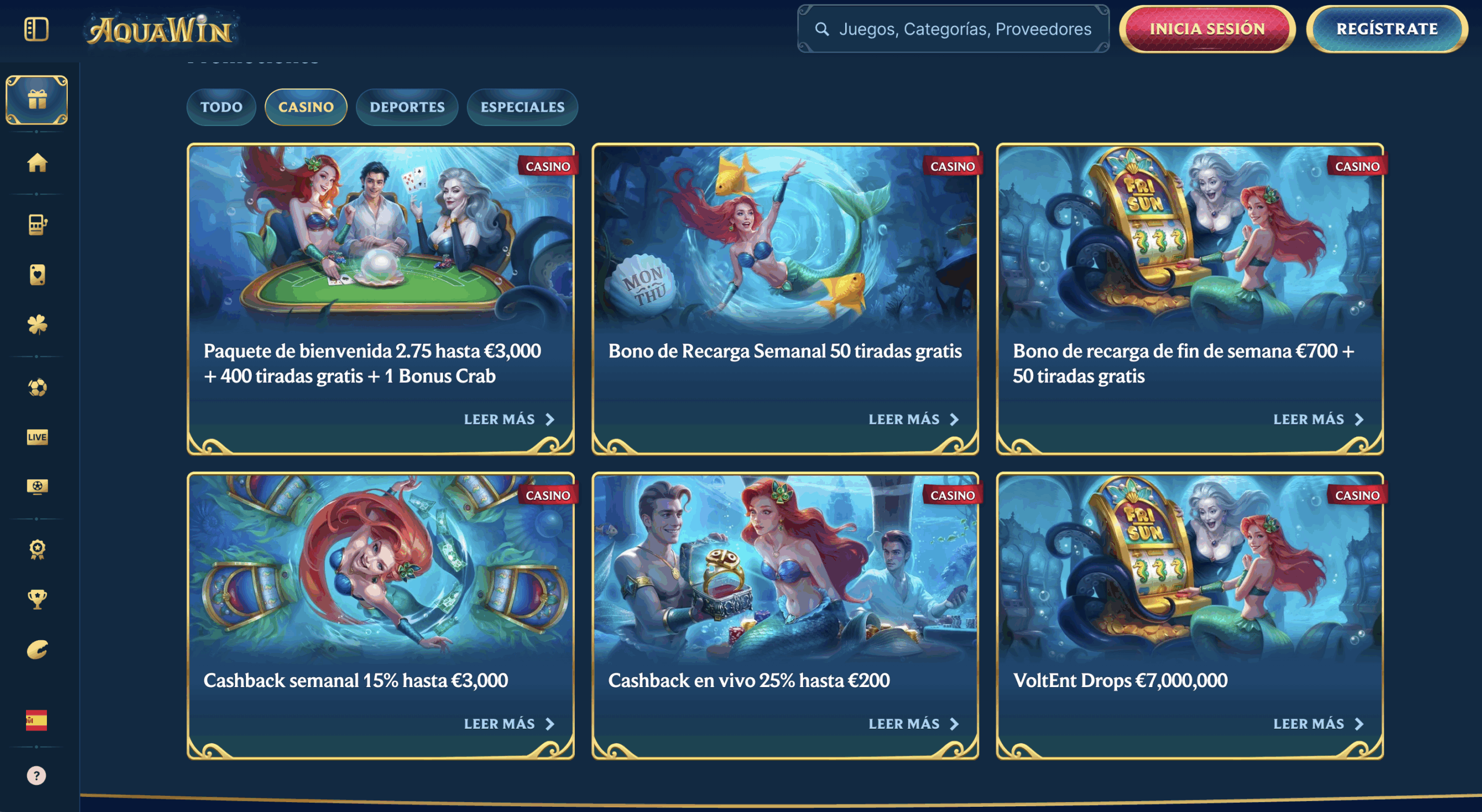 giros gratis AquaWin Casino 2025